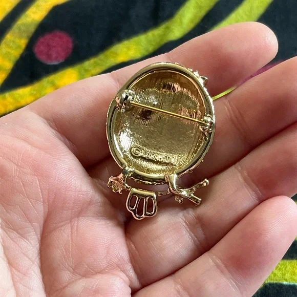 VTG Sarah Coventry Signed Owl Gold Tone Metal Costume Jewelry Brooch - Picture 4 of 6